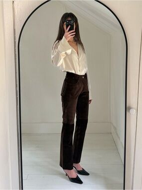Gap Vintage 90s Leather Boot Cut Pants Size 1 Brown